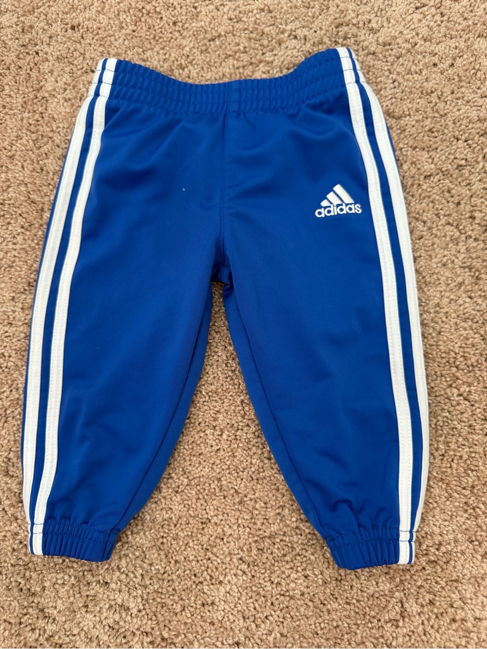 Adidas Baby Boys Royal Blue 3-Stripe Track Pants Size 6M